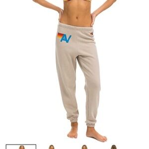 Aviator Nation Beige Logo Sweatpants - Extra Small